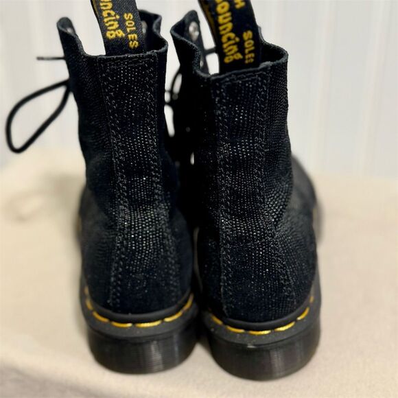 Dr. Martens 1460 Pascal Boots Womens 6 Black Glitter Sparkle Grunge Goth Punk - Picture 5 of 8